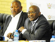 Education MEC Mandla Makupula (right) with the former head of the department,  Modidima   Mannya. File photo 