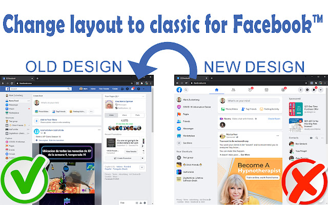 Change layout to classic for Facebook™ chrome extension