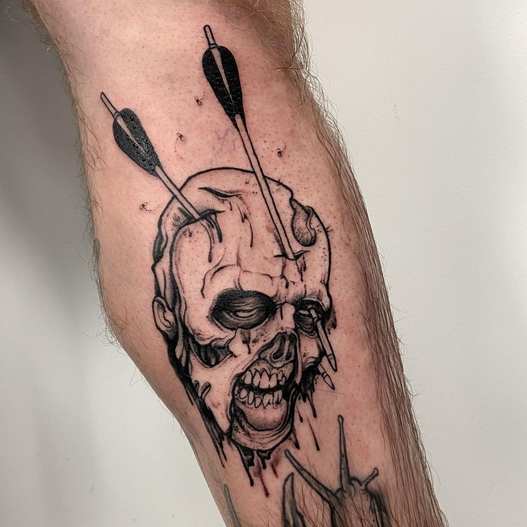 Zombie Skull With the Arrow Tattoo