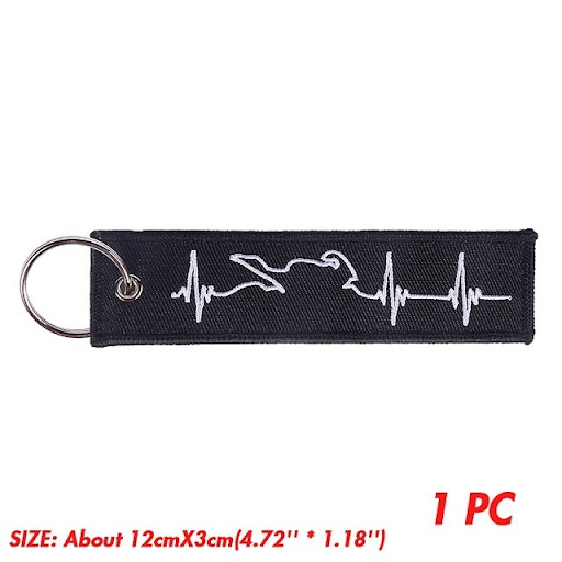 Title 2, White ECG Racing Embroidered Keychain for motor...