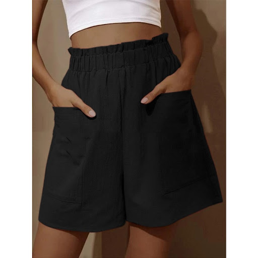 Title 5, Cotton Linen Flower Bud High Waist Shorts, Fash...