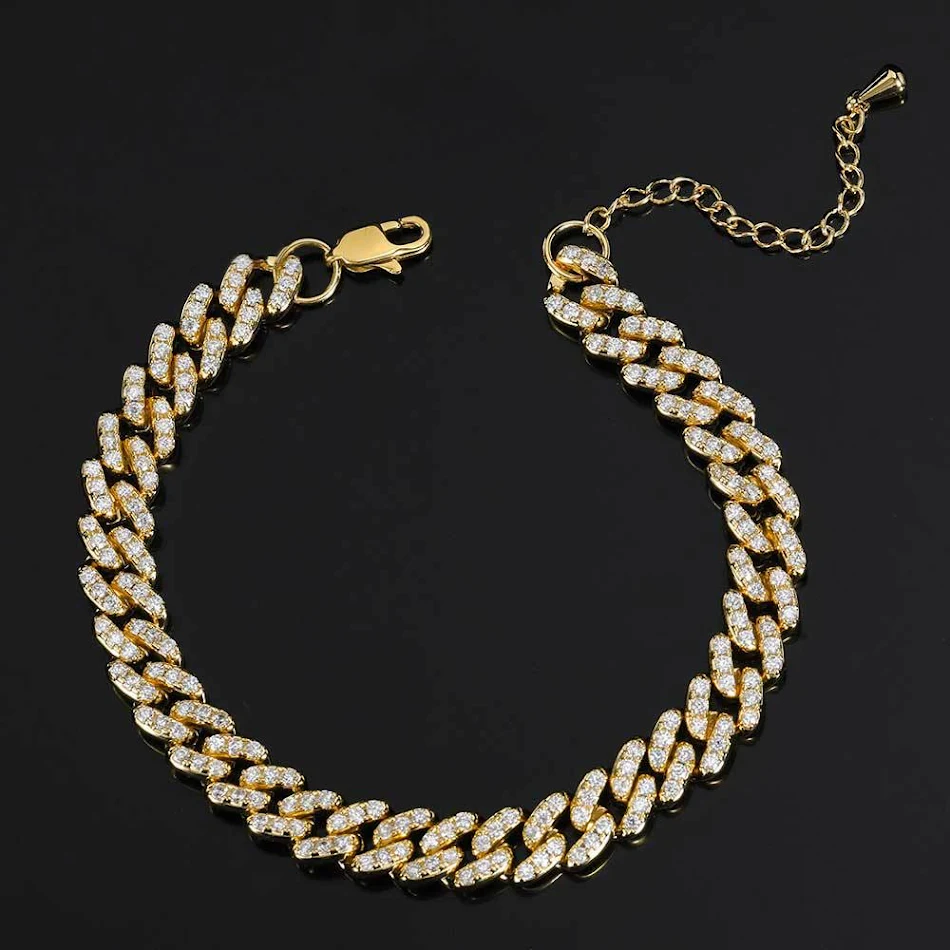 Chaîne de cheville Cuban Link diamantée à une rangée de zircons Un bijou élégant pour la cheville Éclat et style pour un look sophistiqué