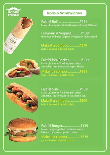 Habibi Falafel menu 