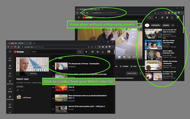 Disable YouTube Watch Later Autoplay chrome extension