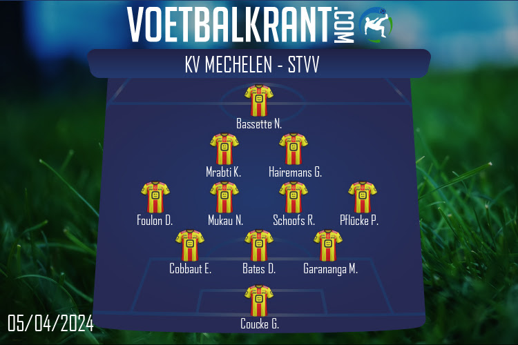 Opstelling KV Mechelen | KV Mechelen - STVV (05/04/2024)