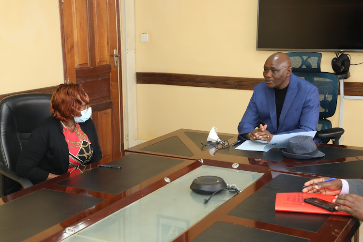 The chairperson Office of the Administrative Justice (Ombudsman) Florence Kajuju with Kisii Governor James Ongwae