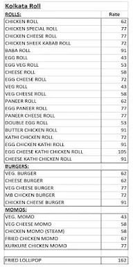 Kolkata Roll menu 1