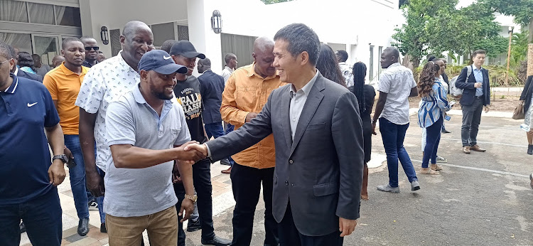 Adannur Ibrahim meets Chinese Ambassador Zhou Pingjian in Mombasa on Sunday