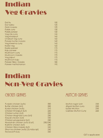 Andhra Vindu menu 