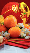 A traditional  table setting for Chinese New Year.