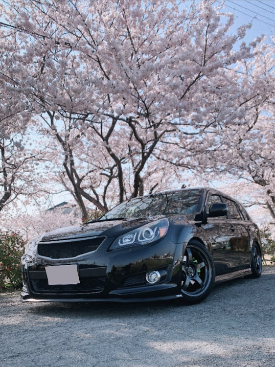 レガシィツーリングワゴンのスマホ撮影・桜吹雪・桜とコラボ・ドライブに関するカスタム事例の投稿画像1枚目