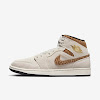 air jordan 1 mid se light all wood brown/white/light british tan/metallic gold