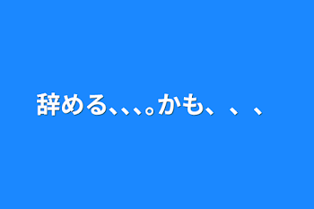 辞める､､､｡かも、、、