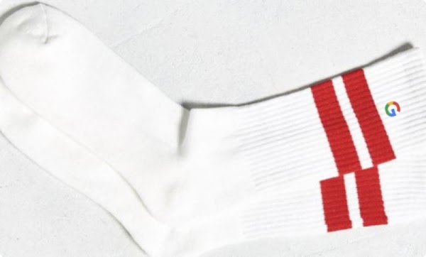 Photo of white and red-striped socks.