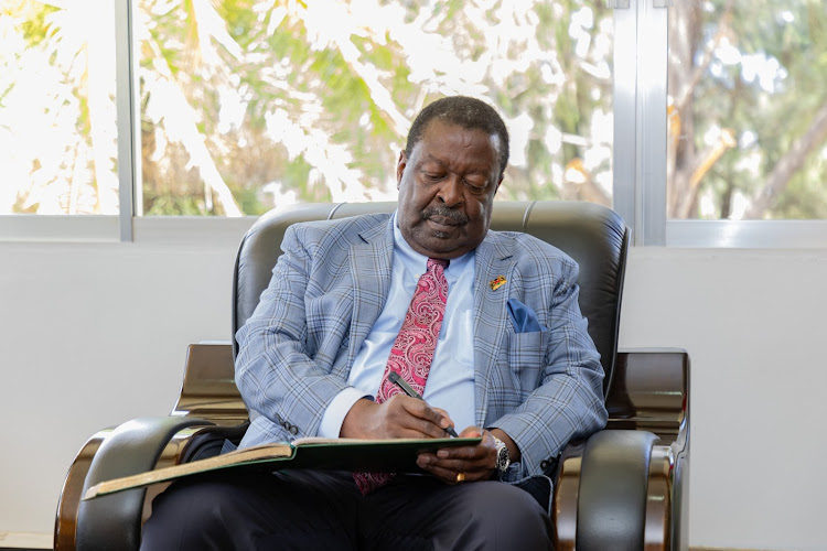 Prime Cabinet Secretary and Cabinet Secretary for Foreign and Diaspora Affairs Musalia Mudavadi arrive in Ethiopia ahead of the 22nd Extraordinary Session of the Executive Council of Foreign Affairs Ministers on March 14, 2024.