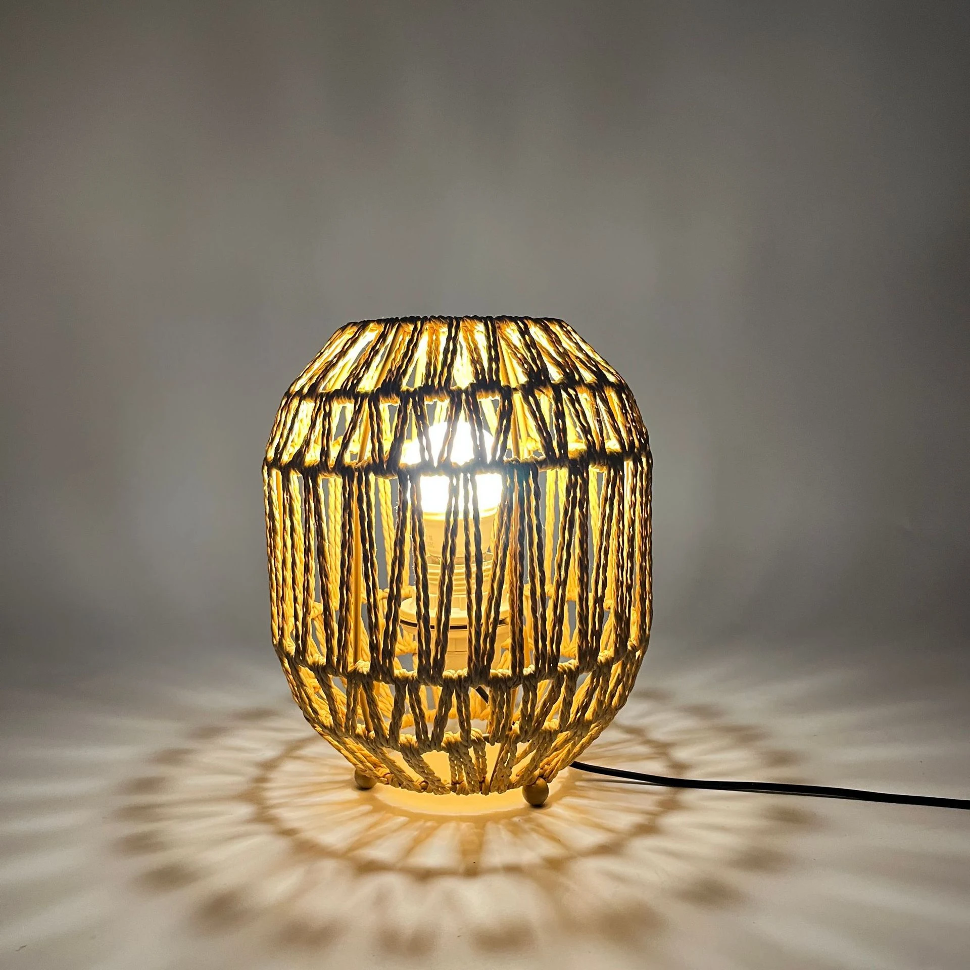 Title 1, Bohemian Style Woven Table Lamp for Bedside. Ad...
