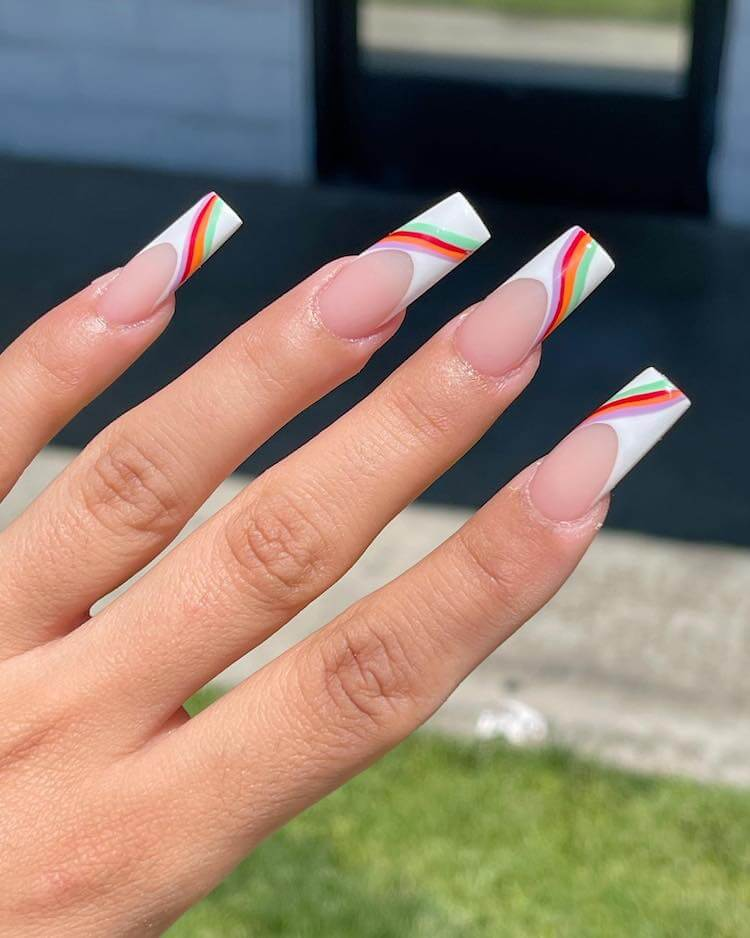 Lady shows off her neon waves nails