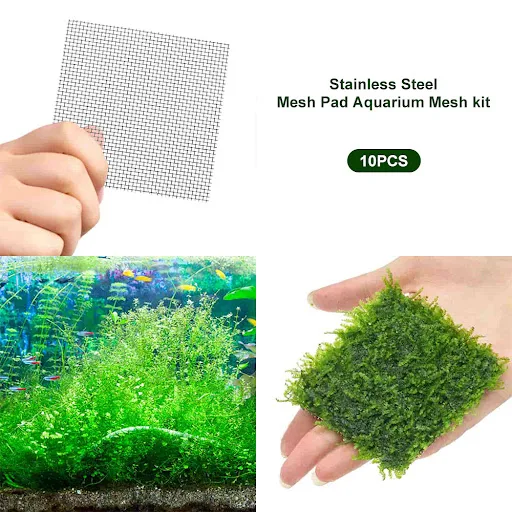 10PCS Aquarium Stainless Steel Wire Mesh Pad Moss Water Grass Fixed Landscape Decoration Fish Tank Stainless Steel Wire 