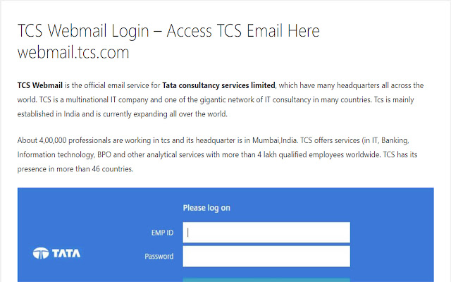 TCS Webmail chrome extension