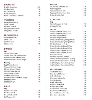 The French Cafe menu 