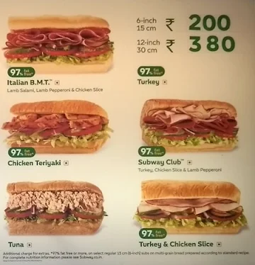 Subway menu 