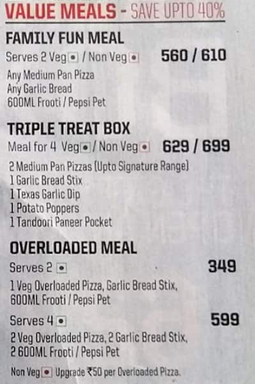 Pizza Hut menu 