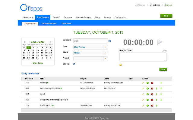 Flapps Time Tracking chrome extension