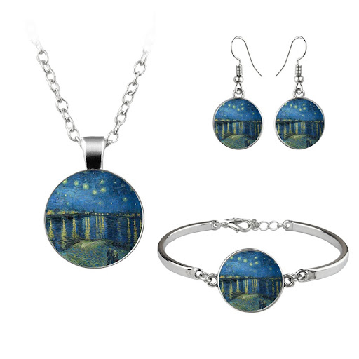 Title 16, Vintage Van Gogh Klimt Oil Painting Dome Caboch...