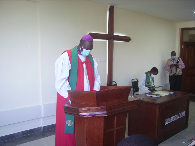 Chairman of the university governing council Jackson ole Sapit at the new Joshua and Timothy Theological College.