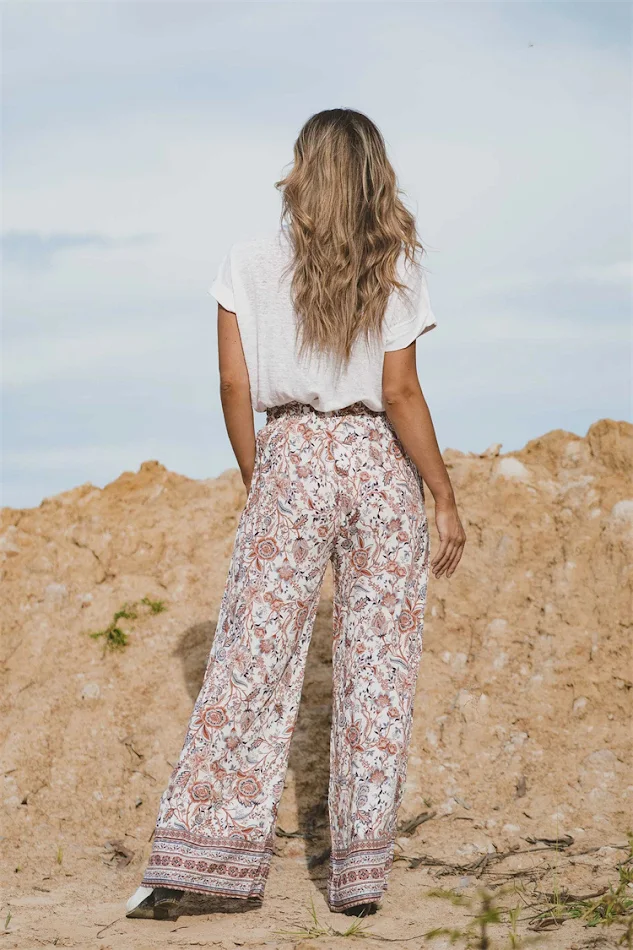 Gedrukte Lanyard Broek met Wijde Pijpen Veelzijdige Broek voor Dames Comfortabel en Stijlvol voor Elke Gelegenheid Gemakkelijk te combineren en perfect voor dagelijks gebruik