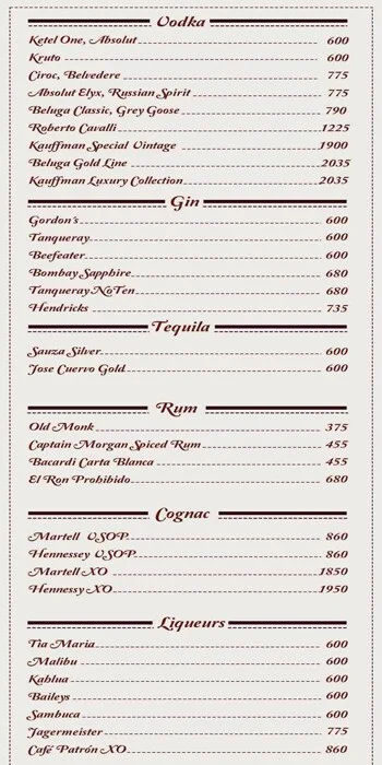 Long & Short - InterContinental menu 