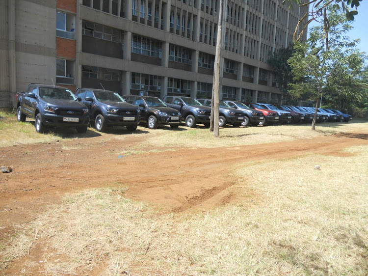 Kisumu county government newly purchased vehicles parked at the headquarters yard. . PICTURE FAITH MATETE