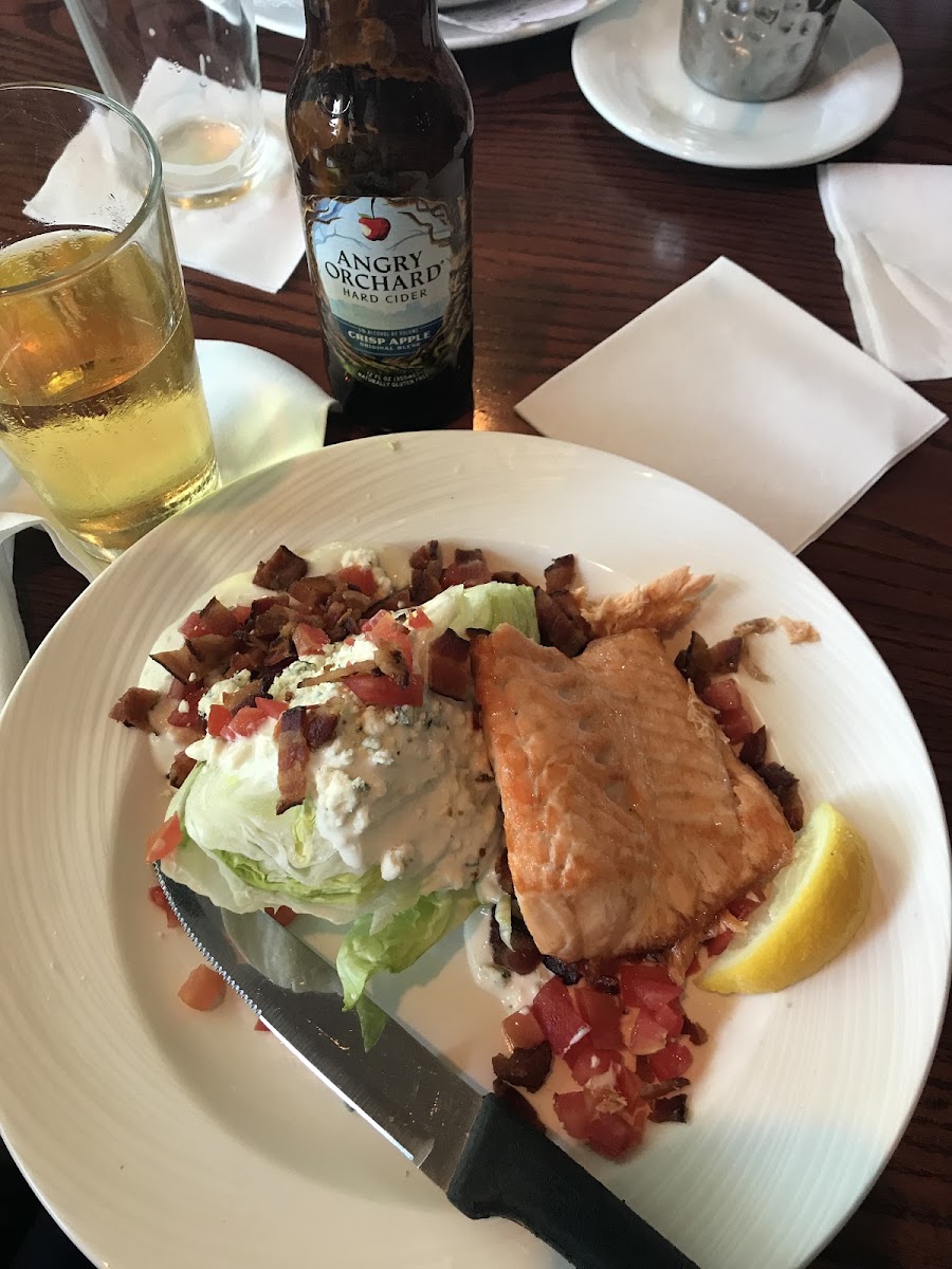 Wedge salad with salmon.