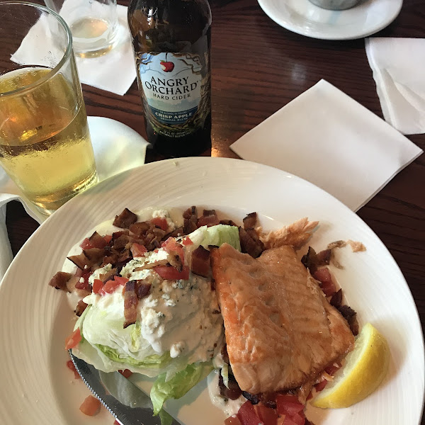 Wedge salad with salmon.