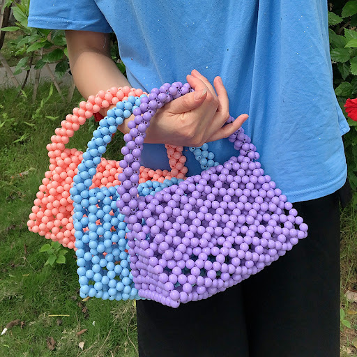 Title 7, Beaded Triangle Bag Color Acrylic Handbag Three...