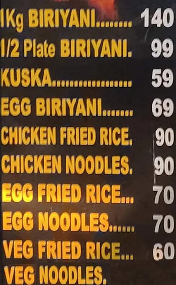 DV's Biryani menu 