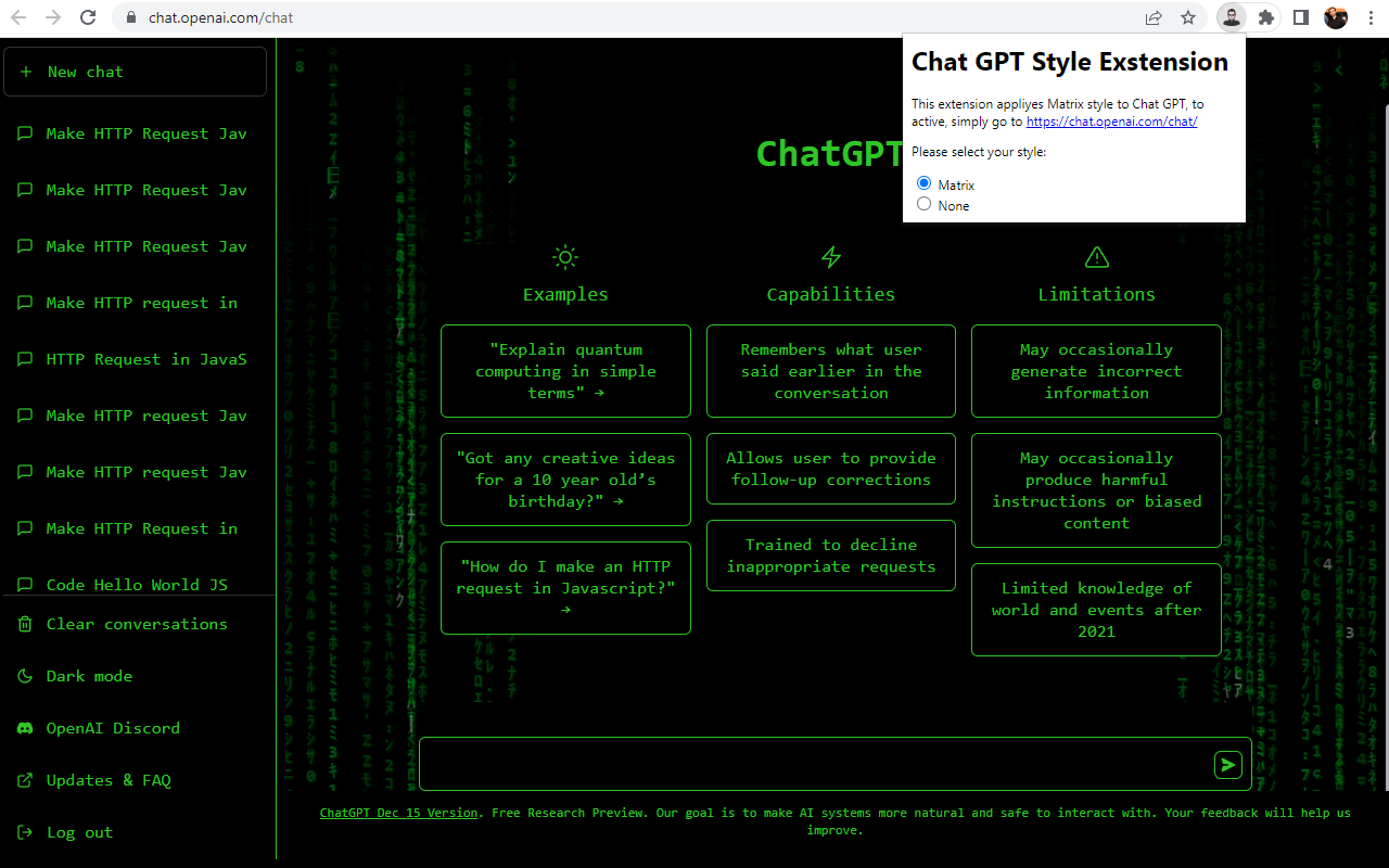 Chat GPT Cyber/Matrix style Preview image 0