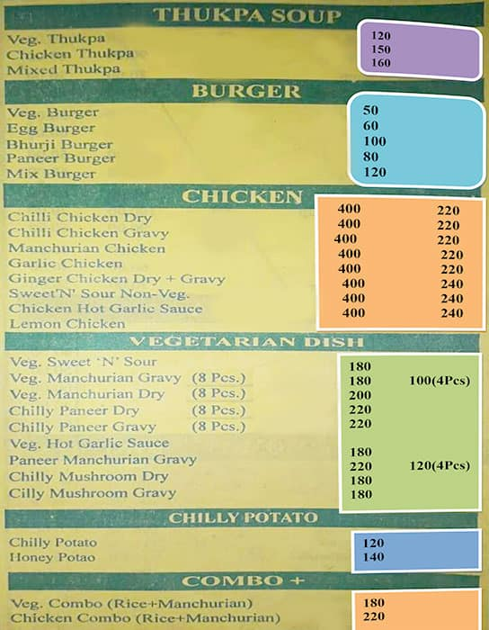 Raju Chinese Food menu 