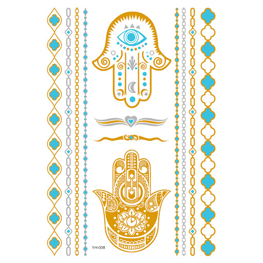 Title 6, Metal Hot Stamping Waterproof Tattoo Sticker Me...