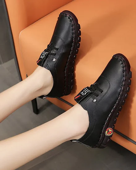 Sneakers Women Shoes Loafers Lace Up Leather Flat New Spr... - 3