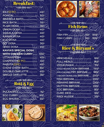 Kavya's Royal Andra Restaurant menu 