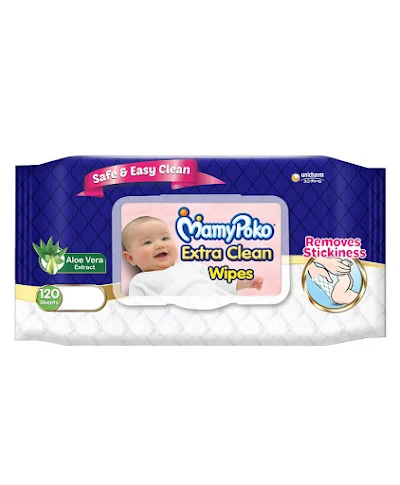 MAMYPOKO EXTRA CLEAN ALOE VERA WIPES 120'S