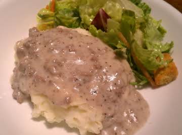 Creamed Ground Beef Over Mashed Potatoes