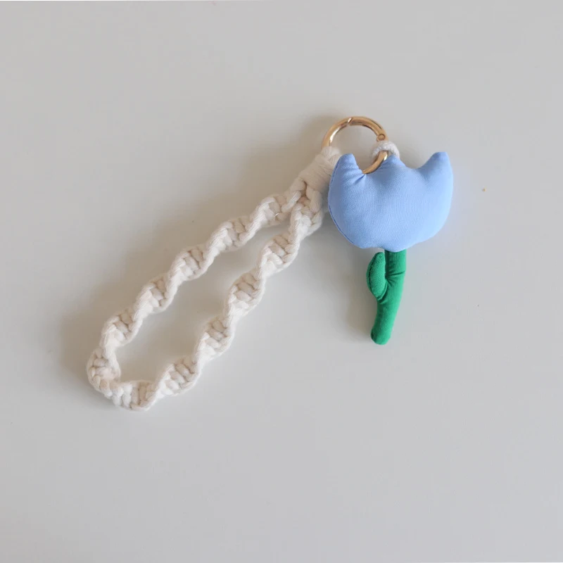 Korea Ins schattige tulp hanger sleutelhanger, driedimensionale bloemen handgeweven. Geef je sleutels een unieke en charmante uitstraling.