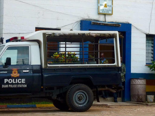 A patrol vehicle parked outside Diani Police Station /FILE