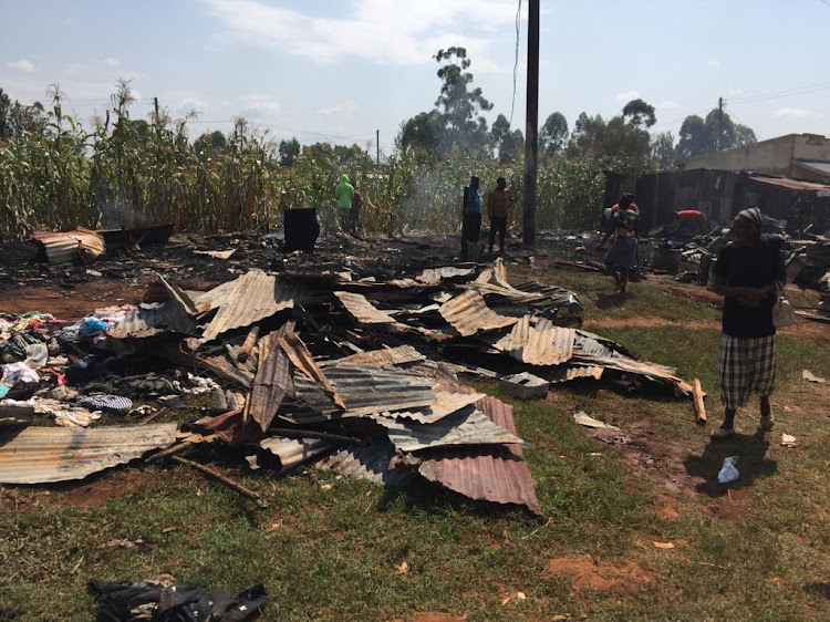 Properties razed down by the ranging fire in Kodiaga Market.