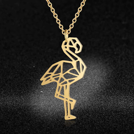 Title 1, Female flamingo stainless steel necklace