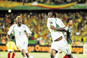 LETHAL: Nigeria striker Victor Moses, rights, celebrates after scoringPhoto: Gallo Images