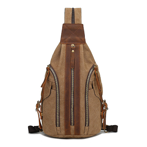 Title 6, Retro Chest Bag Male, Crazy Horse Leather and C...