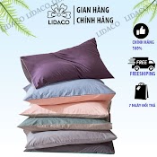 Vỏ Gối Nằm Cotton Tici Lidaco Mau Trơn Vai Day Thâm Hut Mô Hôi (1 Chiếc)